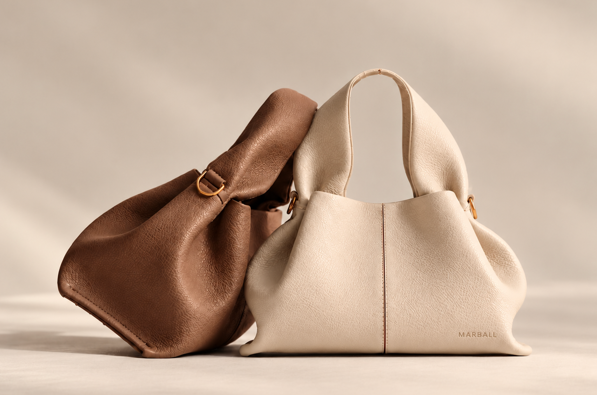 Nintai Collection — carteras MARBALL en marrón y marfil